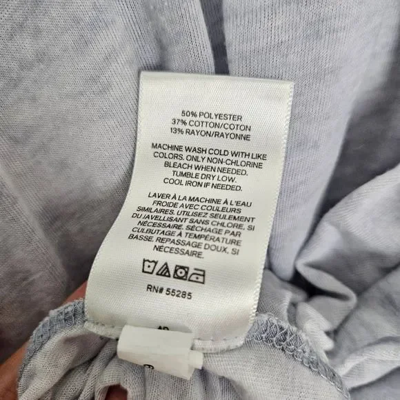 EXPRESS One Eleven Baby Blue Space Dye 3/4 Sleeve Boatneck Semi Sheer Tunic Top - Picture 4 of 5